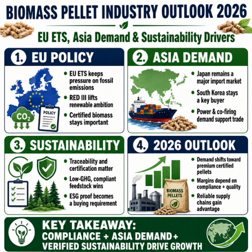 Biomass Pellet Industry Outlook 2026: EU ETS, Asia Demand and Sustainability Drivers