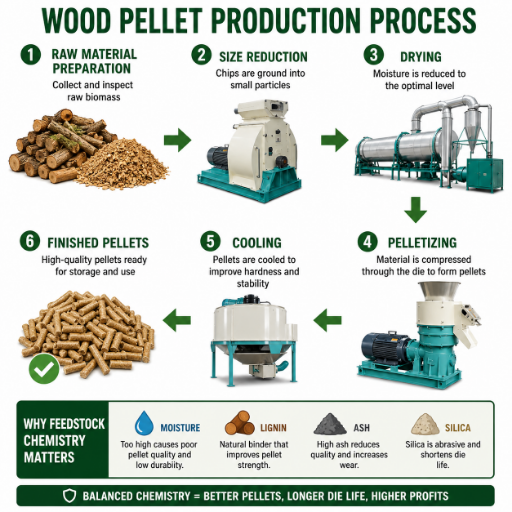 The Complete Pellet Production Workflow From Raw Biomass to Bagged Pellets