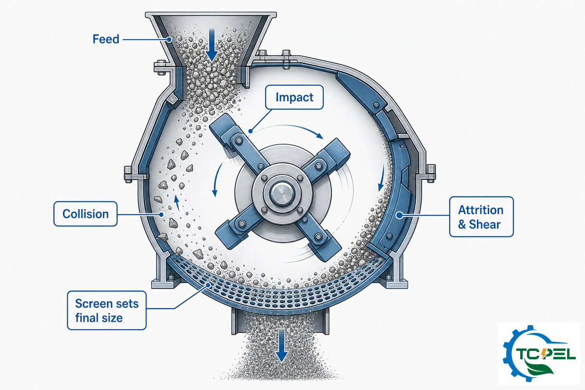 How a Hammer Mill Works: Impact, Attrition & Shear — TCPEL