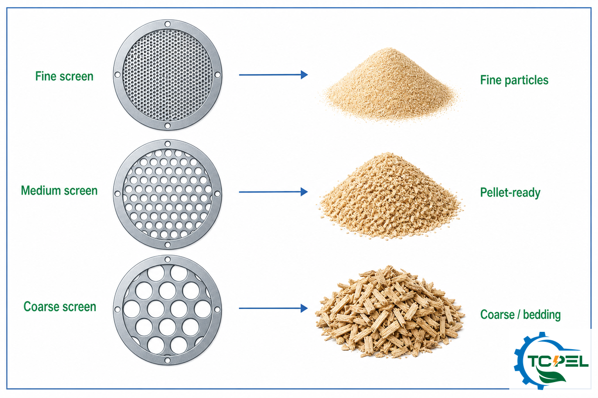 Wood Hammer Mill Screen Size and Particle-Size Control — TCPEL