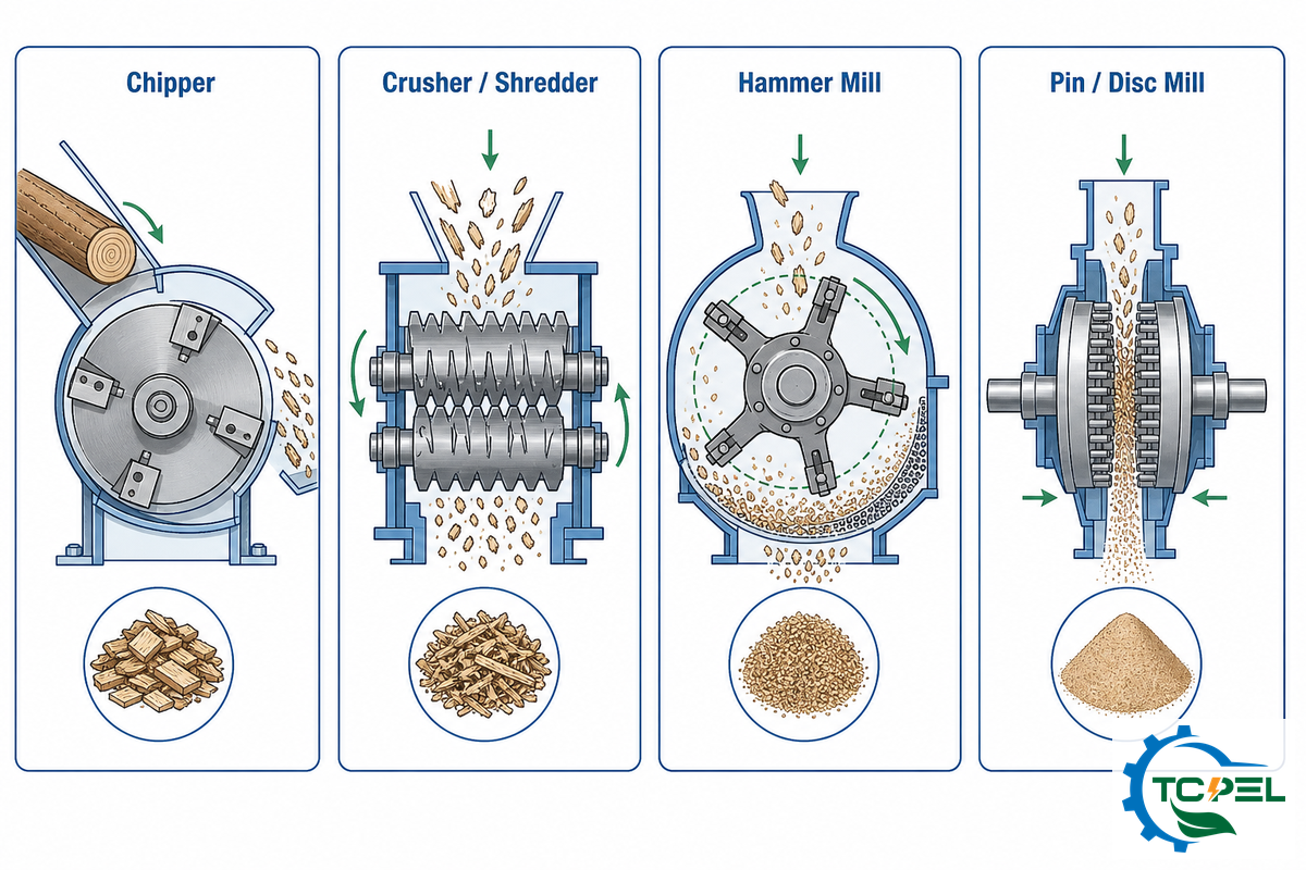 Wood Hammer Mill vs Chipper, Crusher, and Grinder — TCPEL