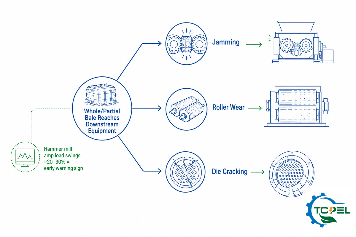 Failure Modes When Whole Bales Bypass Pre-Shredding — TCPEL
