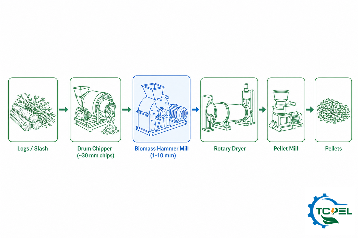 What a Biomass Hammer Mill Does, and Where It Sits in the Line — TCPEL