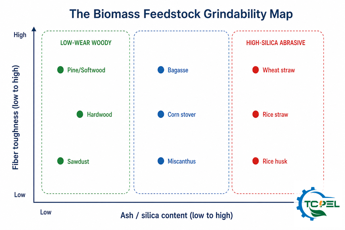 The Biomass Feedstock Spectrum: How Materials Grind Differently — TCPEL