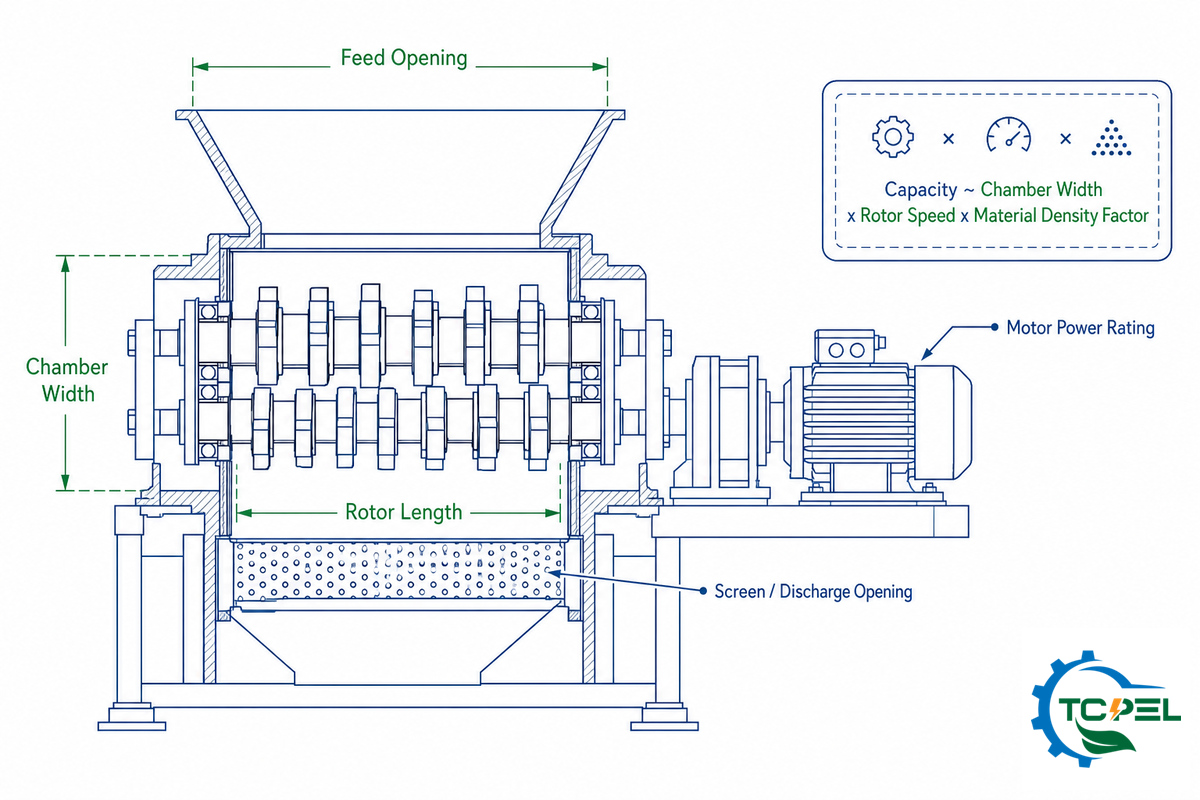 How to Size a Double-Shaft Shredder (Capacity, Chamber Width, Motor Power) — TCPEL