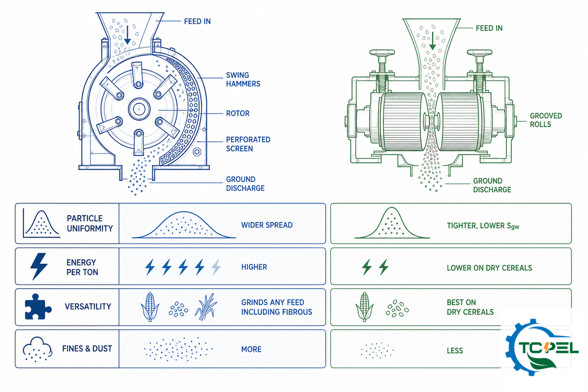 Hammer Mill vs Roller Mill, Choosing by Feed Quality — TCPEL