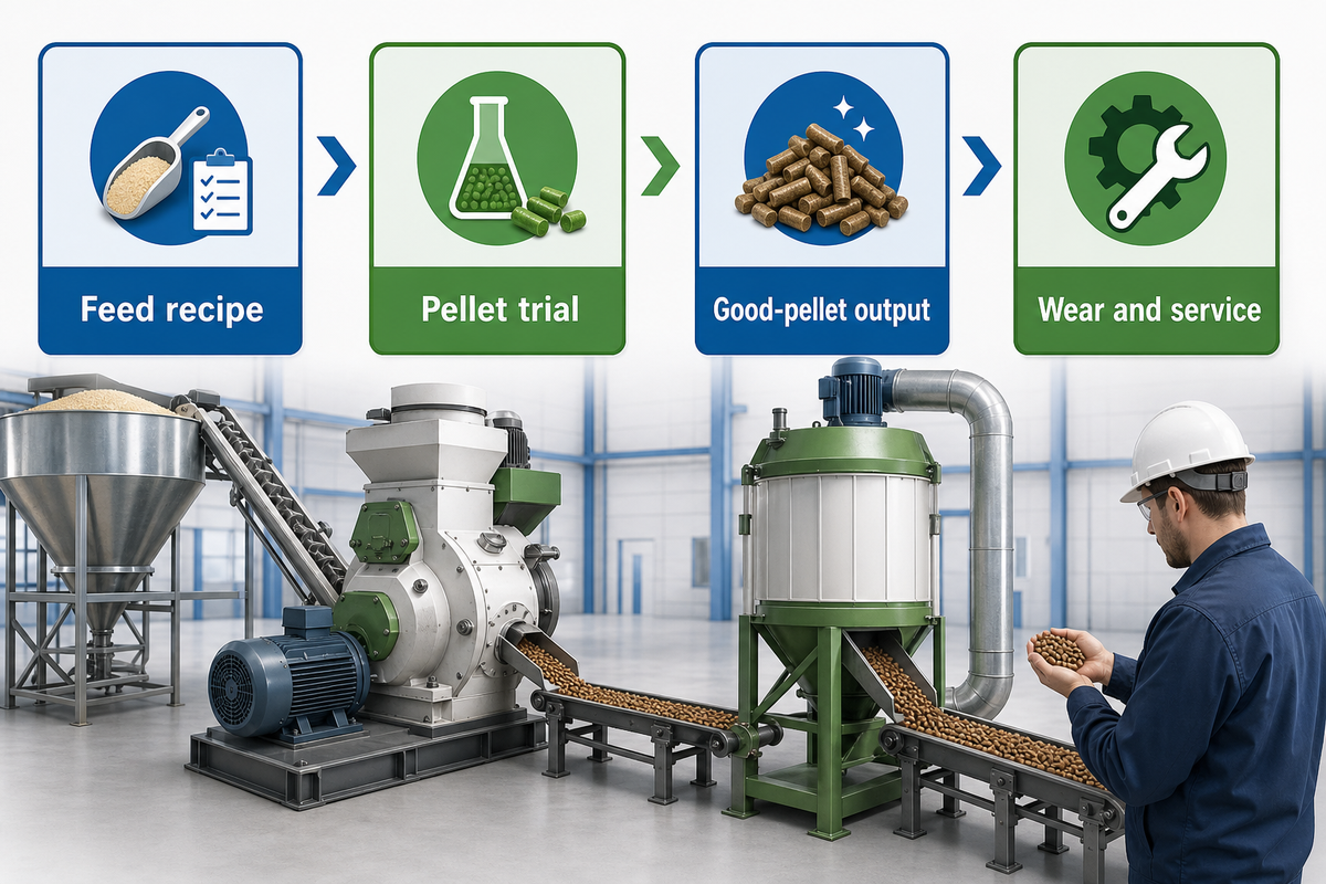 Choose a poultry pellet mill through recipe testing, good-pellet output and service planning