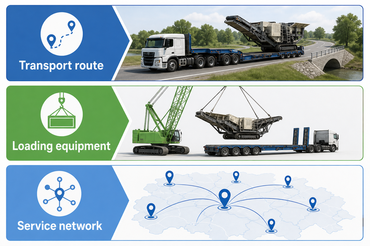 Mobile drum chipper buyer checks transport, loading and service