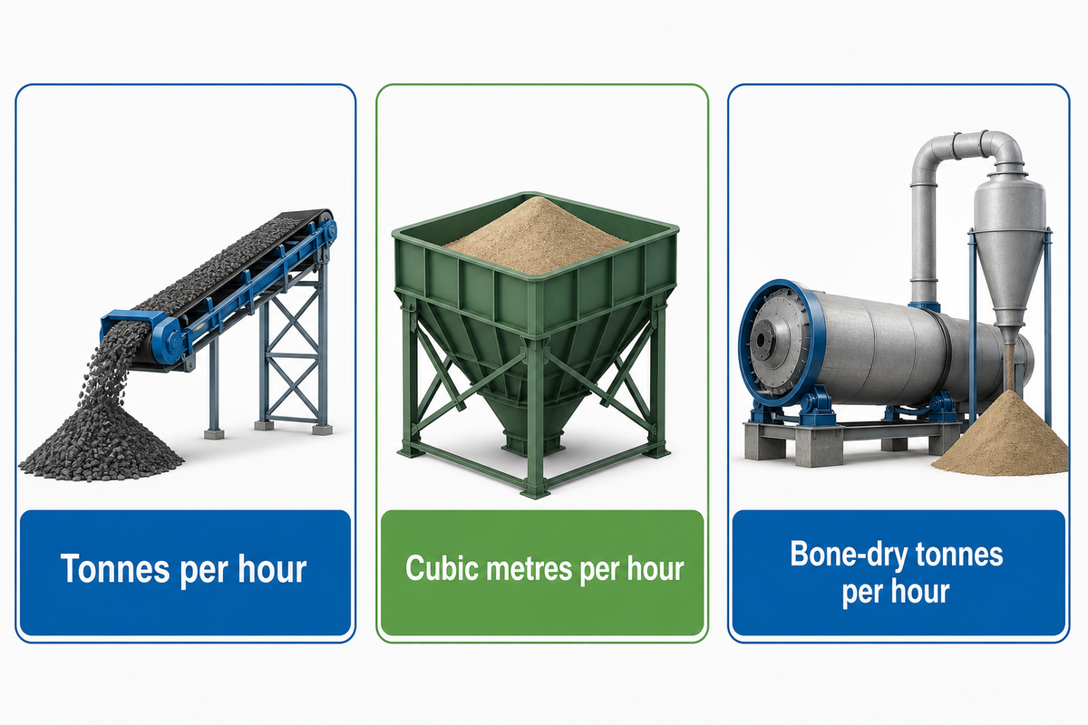 Keep mass, volume and bone-dry drum chipper output units separate