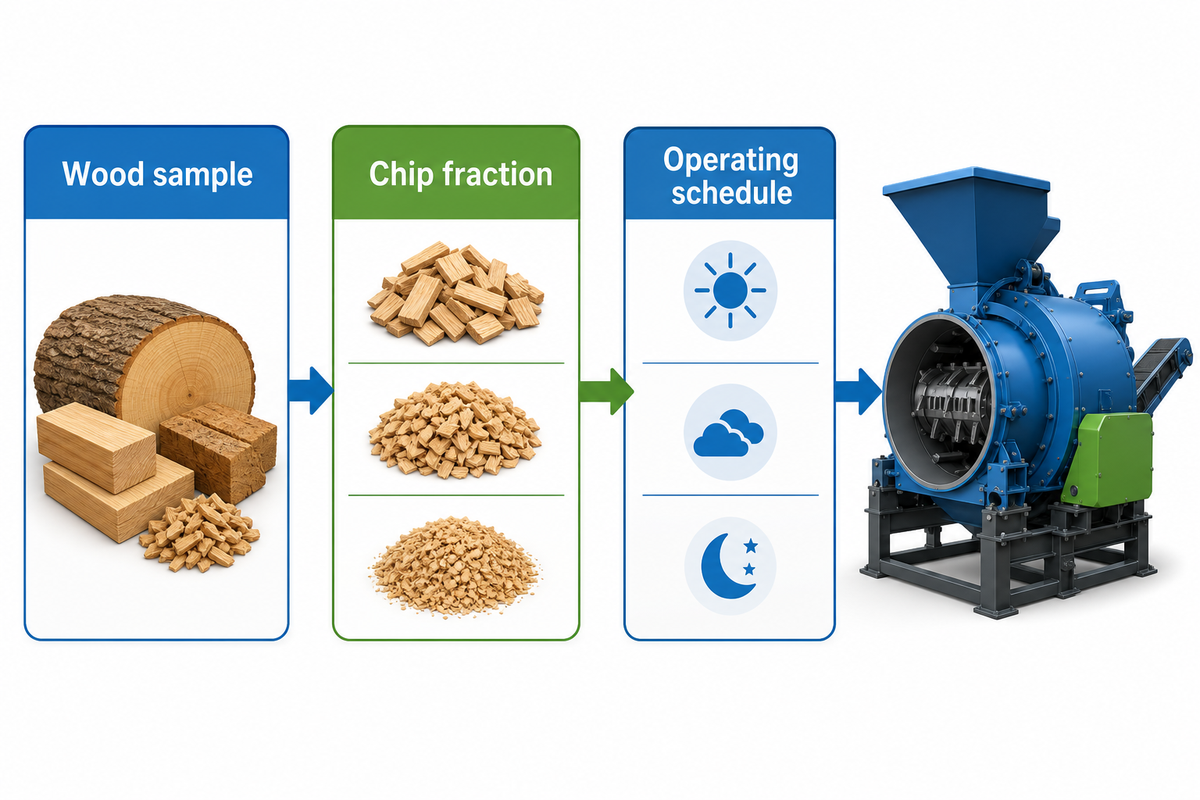 Request a drum chipper quote with wood sample, target chip fraction and operating schedule
