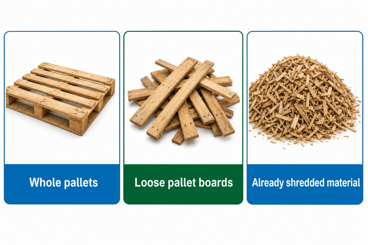 Keep incoming wood streams separate for pallet-crusher purchasing.