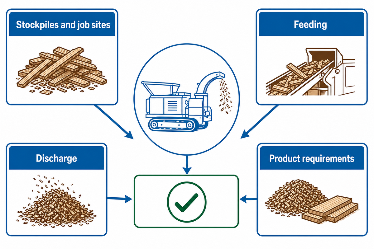 Mobility must fit the material route for pallet-crusher purchasing.